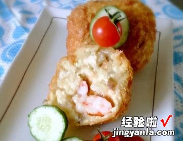 舞菇豆腐鲜虾可乐饼