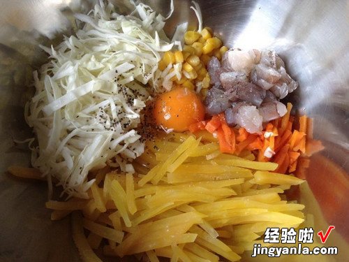 鲜虾地瓜煎饼